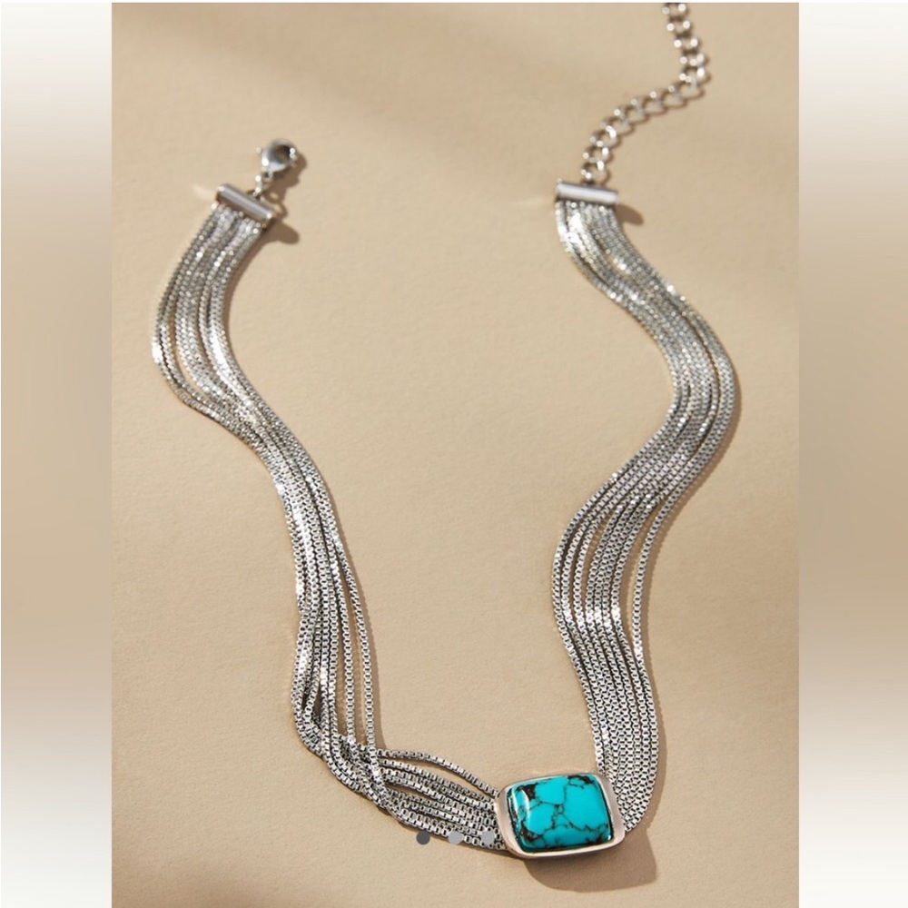 NWT Anthropologie Plated Brass Turquoise Choker